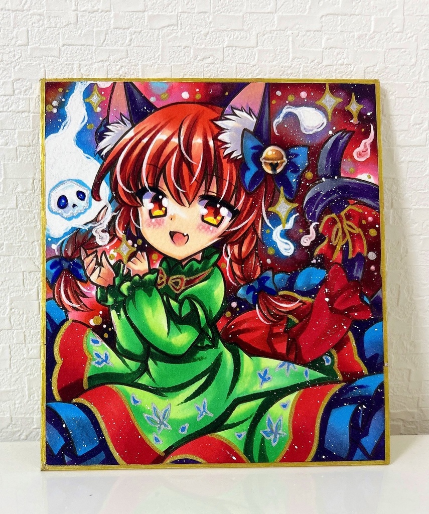 同人手描きイラスト☆東方project　火焔猫燐☆小色紙
