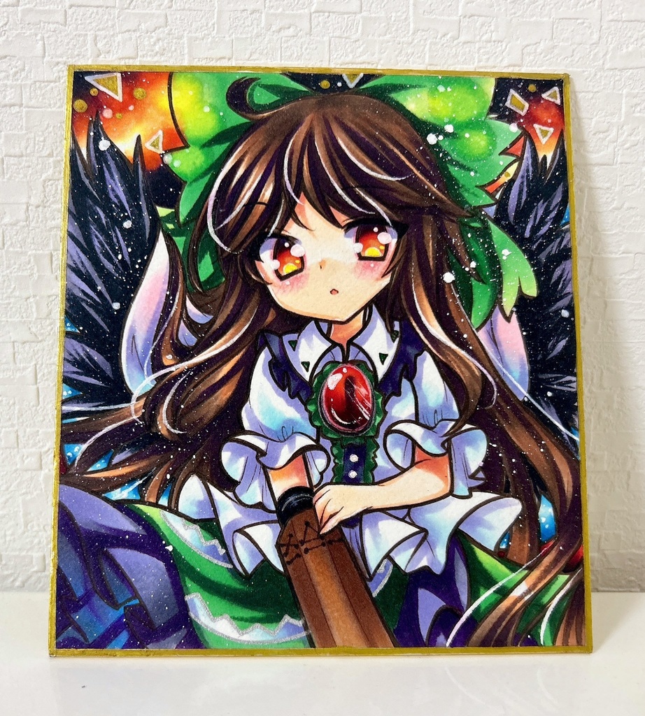 同人手描きイラスト☆東方project　霊烏路空☆小色紙