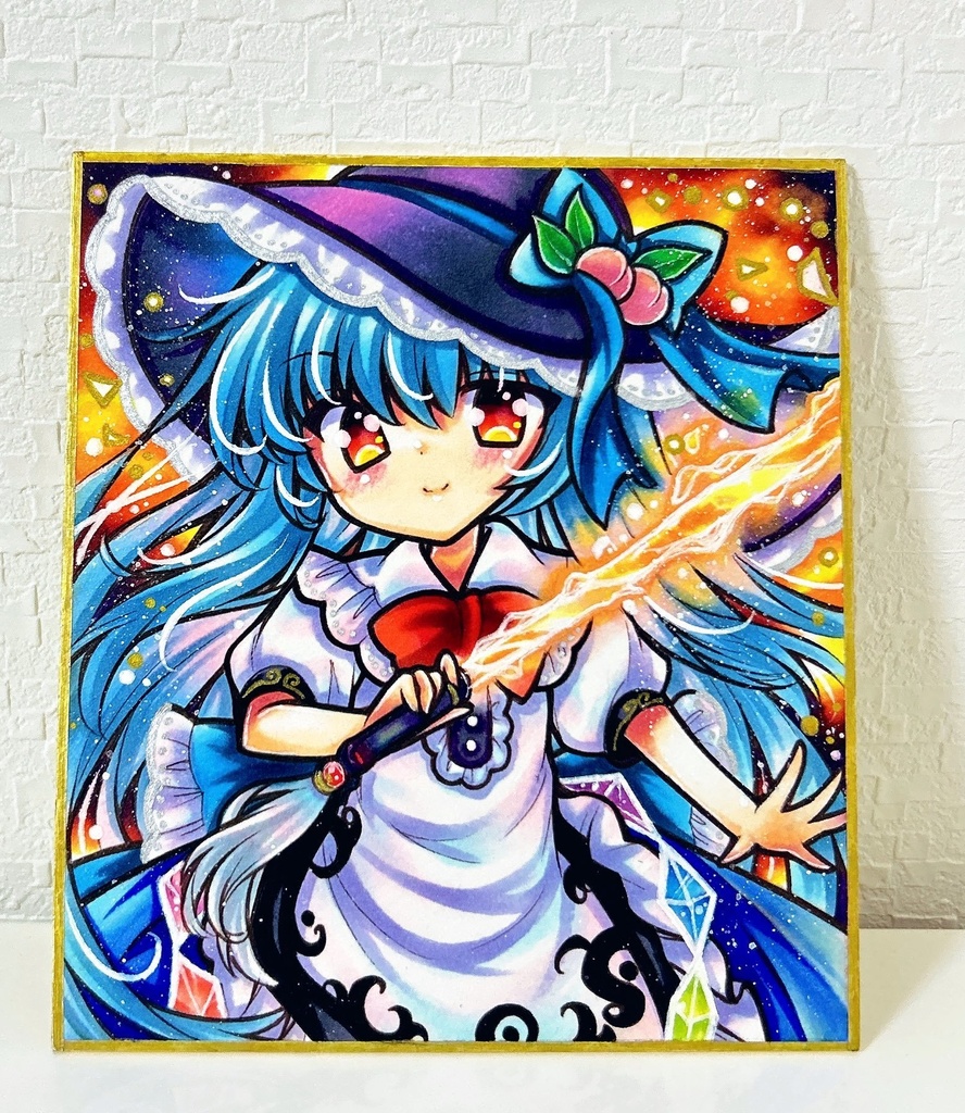 同人手描きイラスト☆東方project　比那名居天子☆小色紙