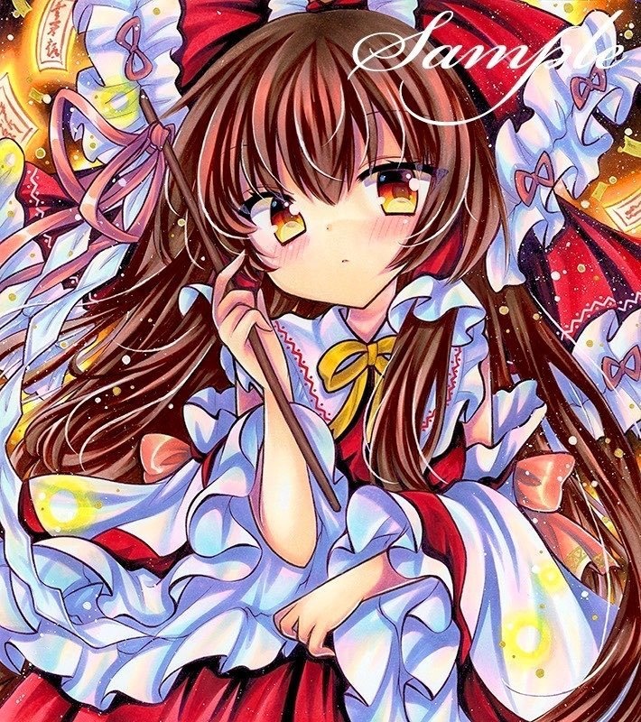 同人手描きイラスト★東方/ 博麗霊夢★大色紙