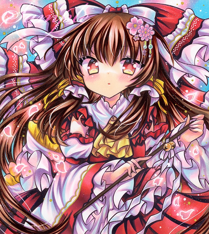 同人手描きイラスト★東方/ 博麗霊夢★大色紙
