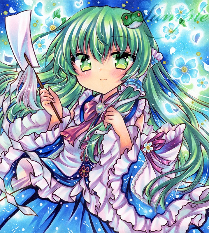 同人手描きイラスト★東方/ 東風谷早苗★大色紙