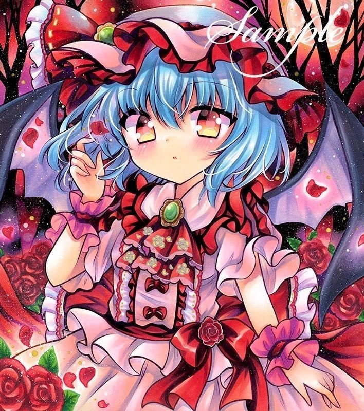 同人手描きイラスト★東方/ レミリア・スカーレット★大色紙
