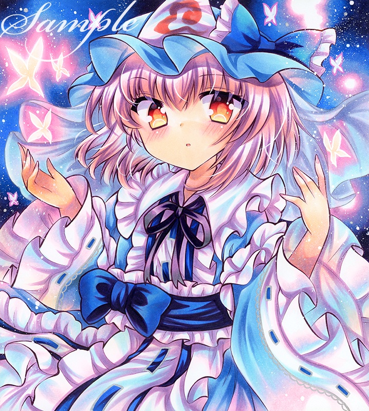 同人手描きイラスト★東方/ 西行寺幽々子★大色紙