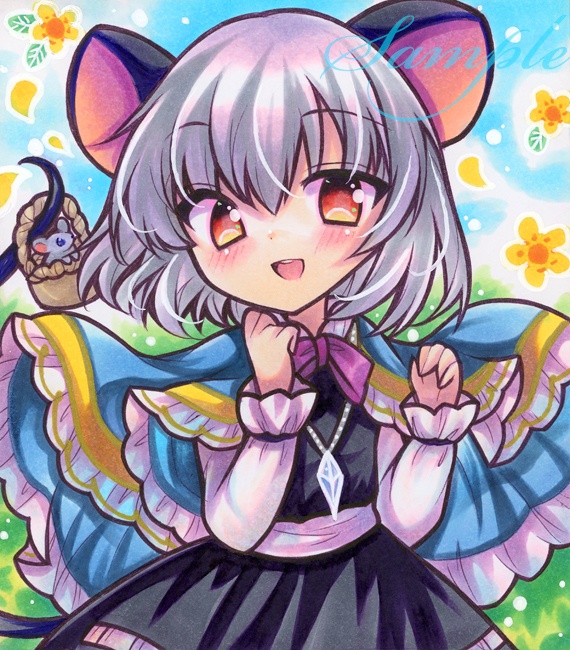 同人手描きイラスト☆東方project　ナズーリン☆小色紙