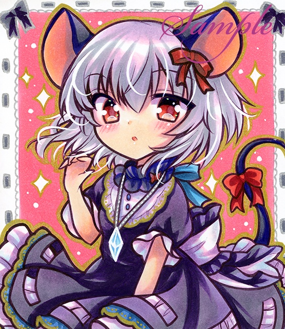 同人手描きイラスト☆東方project　ナズーリン☆小色紙