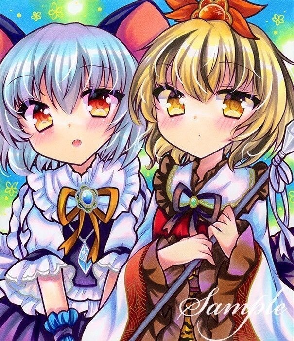 同人手描きイラスト☆東方/ナズーリン＆寅丸星☆ 中色紙