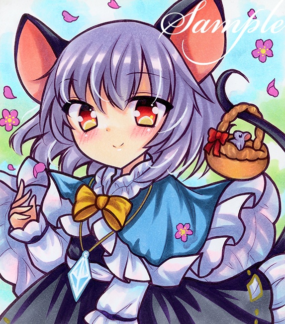 同人手描きイラスト☆東方project　ナズーリン☆小色紙