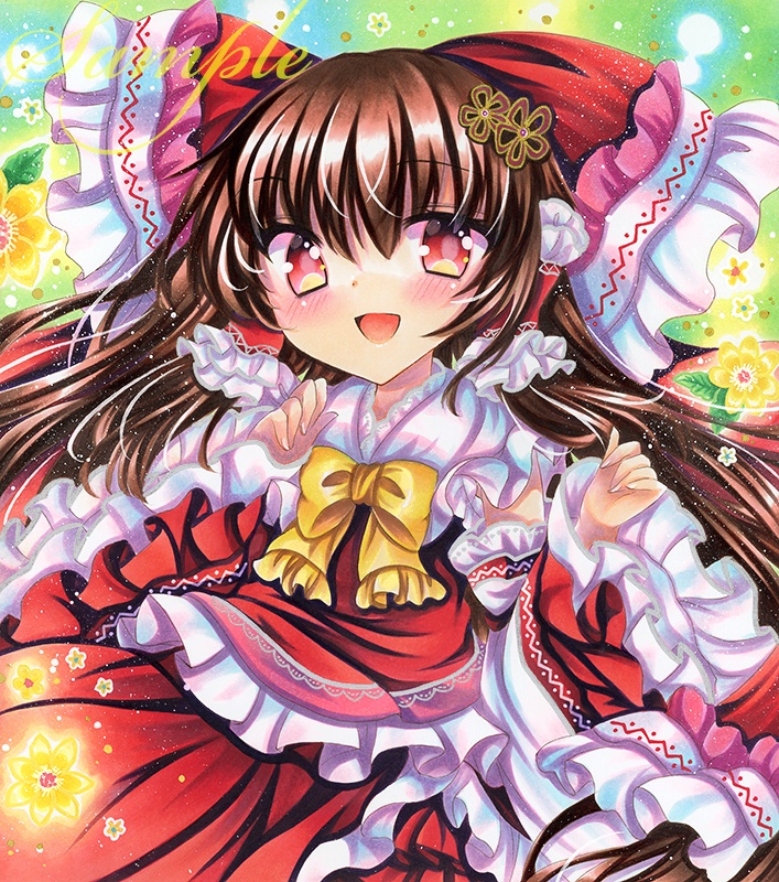 同人手描きイラスト★東方/博麗霊夢★大色紙