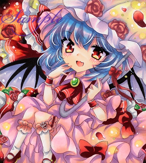 同人手描きイラスト☆東方 レミリア・スカーレット☆小色紙