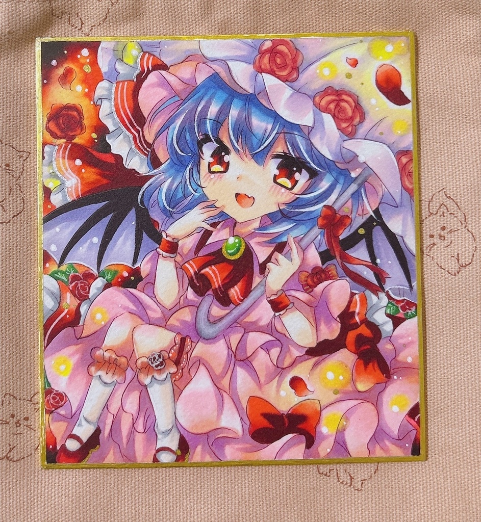 同人手描きイラスト☆東方 レミリア・スカーレット☆小色紙