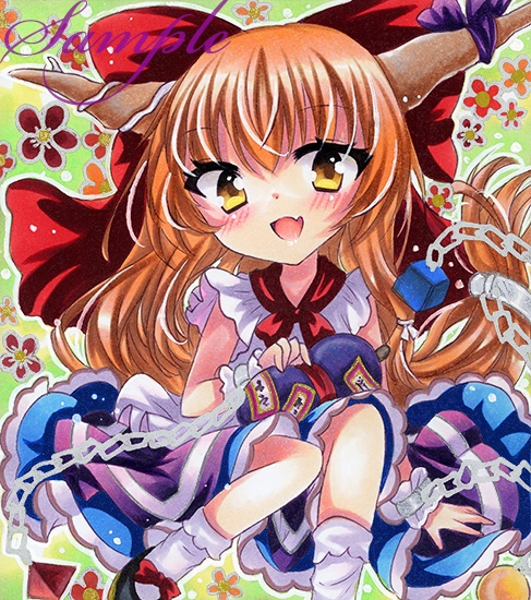 同人手描きイラスト☆東方　伊吹萃香☆小色紙