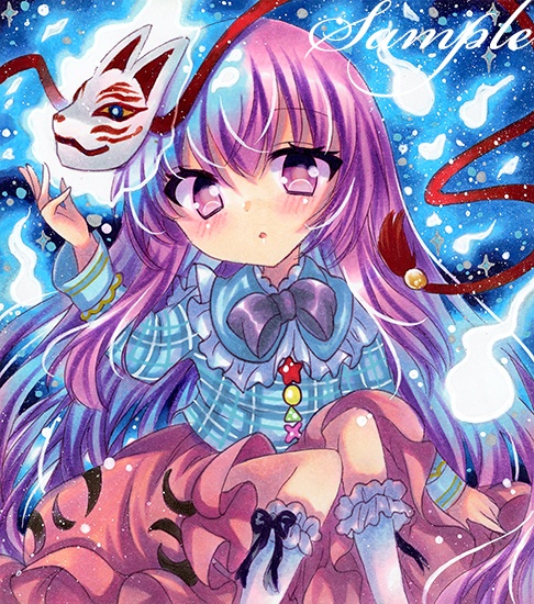同人手描きイラスト☆東方　秦こころ☆小色紙