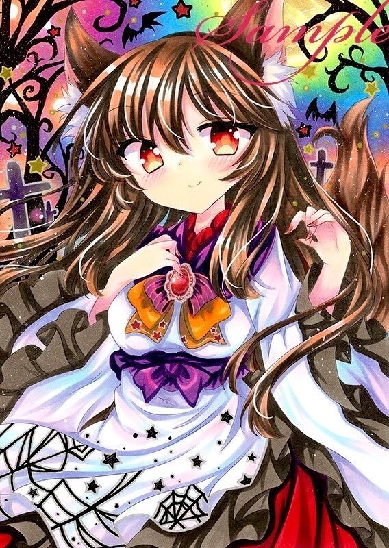 同人手描きイラスト★東方/ 今泉影狼　ハロウィンver.★Ａ4