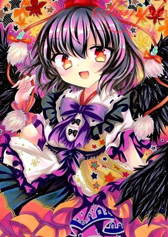 同人手描きイラスト★東方/ 射命丸文　ハロウィンver.★Ａ4