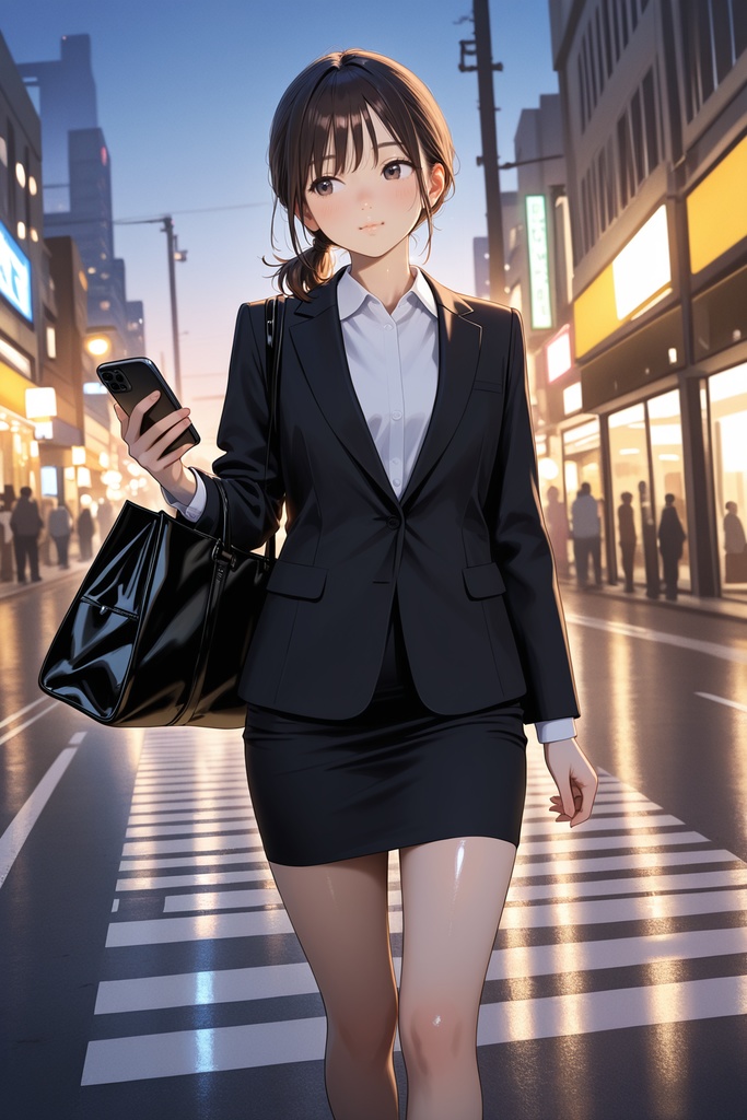 美咲/大学3年・早期就活中 リクルートスーツ女子 プロンプト付イラスト集50枚