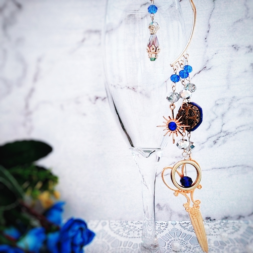 ハサミ 魔法陣 ブルー 個性イヤーフック 上級魔法 ハイウィザード専用 水属性 148