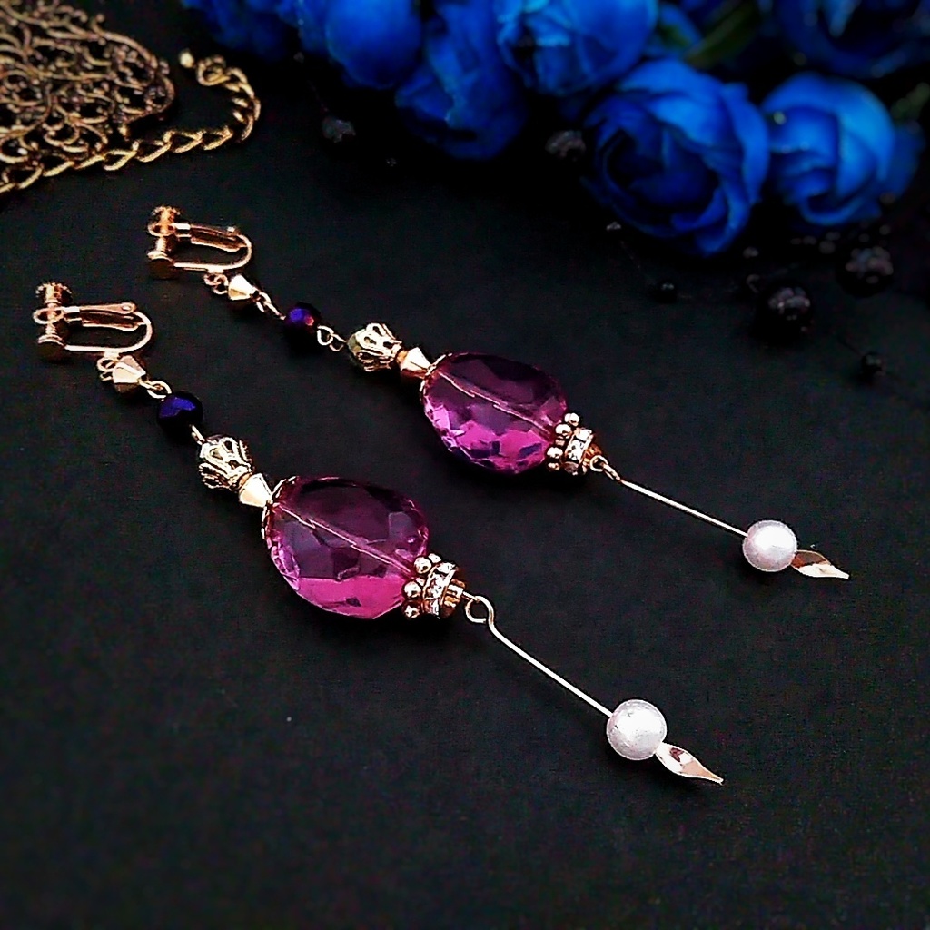 きれいめ 魔法の香水瓶イヤリング パープル 中級魔法 ウィザード専用 闇属性 プレゼントにも 170