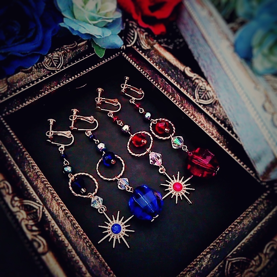 星と魔法石のイヤリング 上級魔法 ハイウィザード専用 水属性 ブルー 262