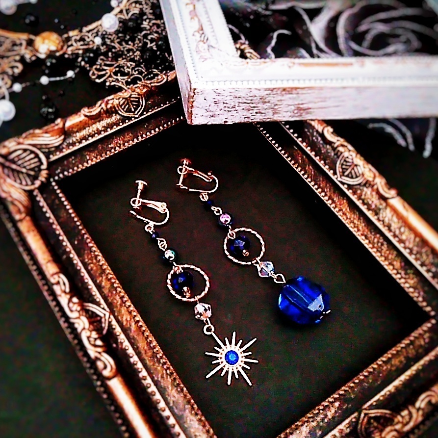 星と魔法石のイヤリング 上級魔法 ハイウィザード専用 水属性 ブルー 262