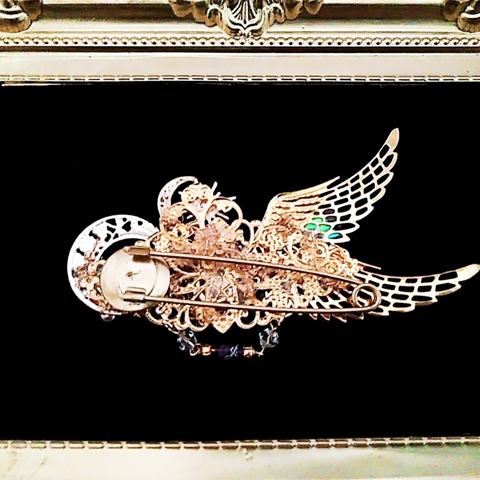 291 上級魔法 ハイウィザード専用 氷 闇 光属性ブローチ パープル