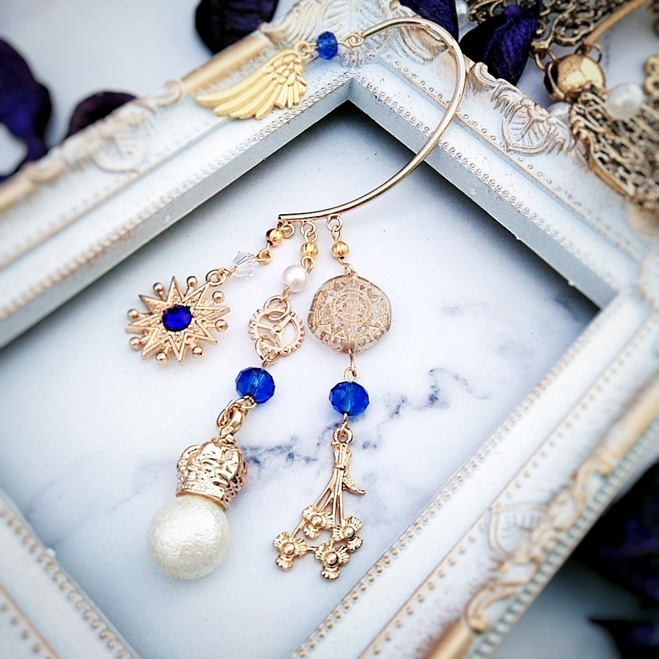 王冠 パールイヤーフック 中級魔法 ウィザード専用 水属性 ブルー 280