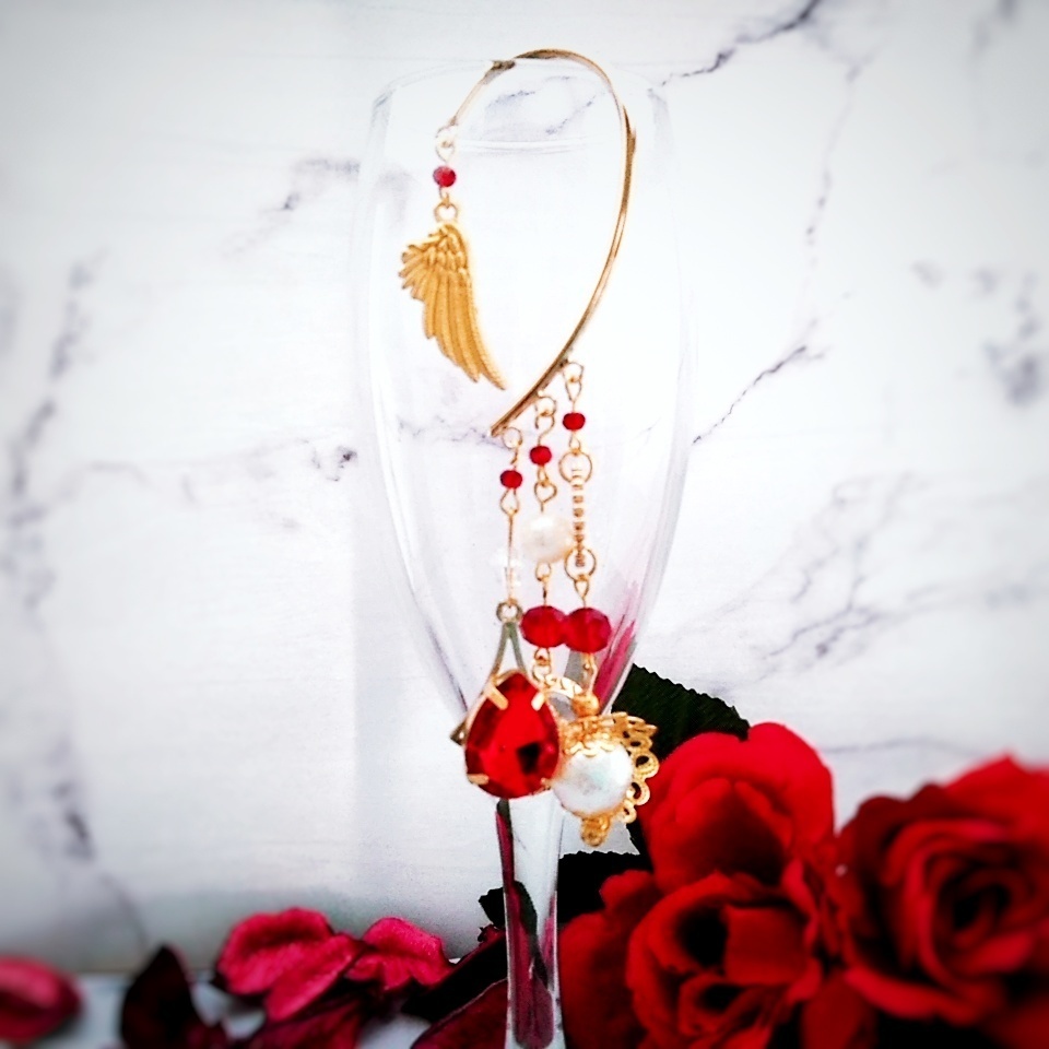 ビジュー パール イヤーフック 中級魔法 ウィザード専用 火属性 レッド 293