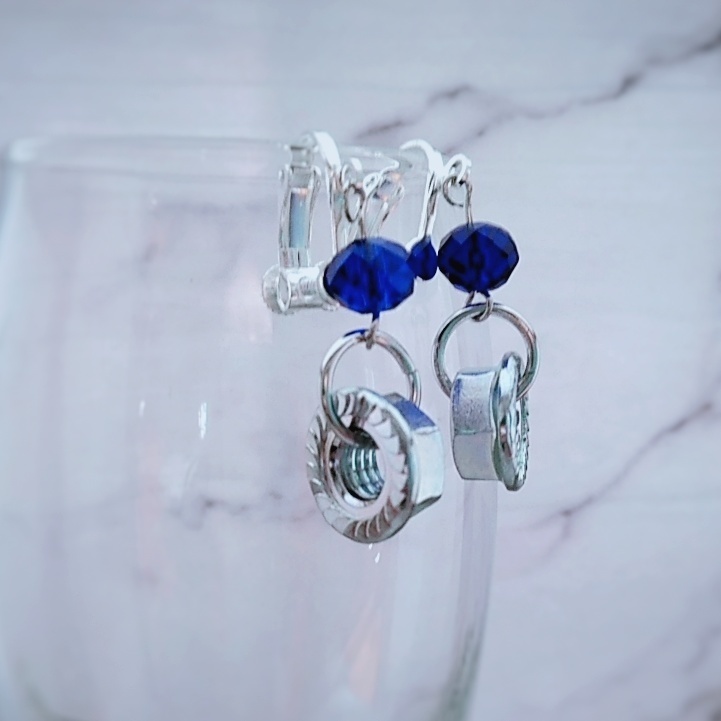 ブルー 工具 ナット イヤリング ユーモア 個性 かっこいい 売れ筋商品!人気 331