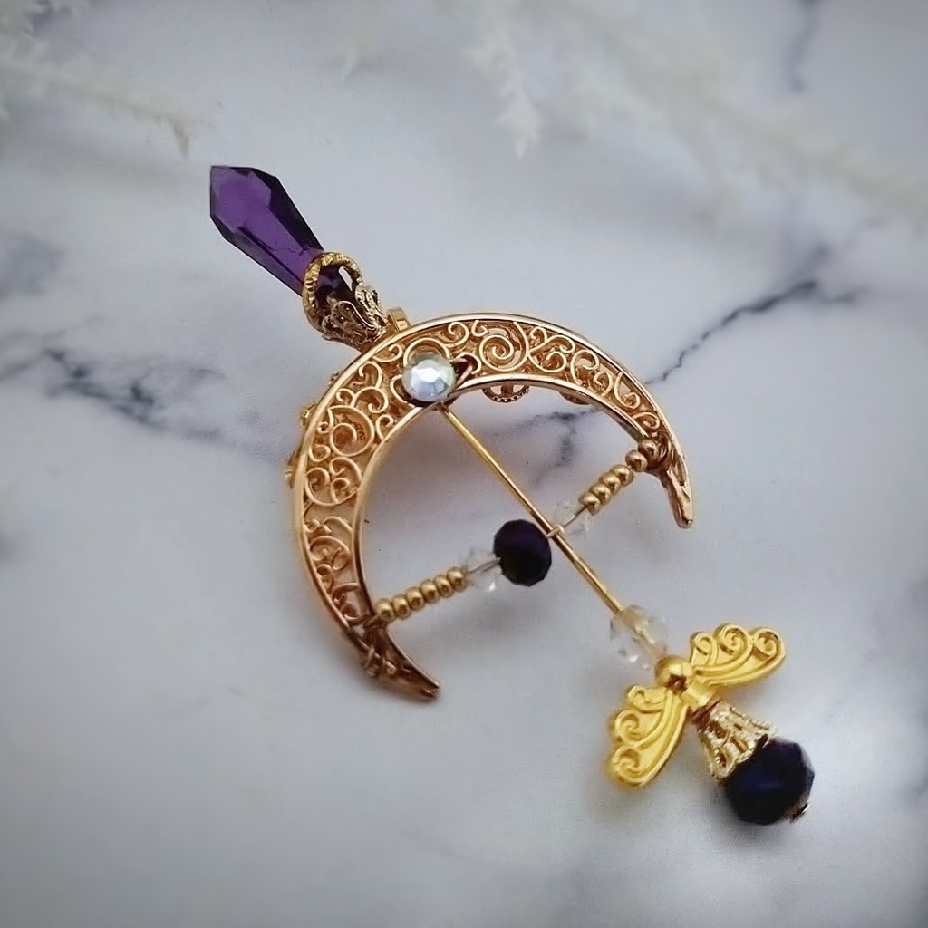 ダークネスアロー イヤーカフ パープル×ゴールド 上下左右装備可能 中級魔法 ウィザード専用 闇属性 533