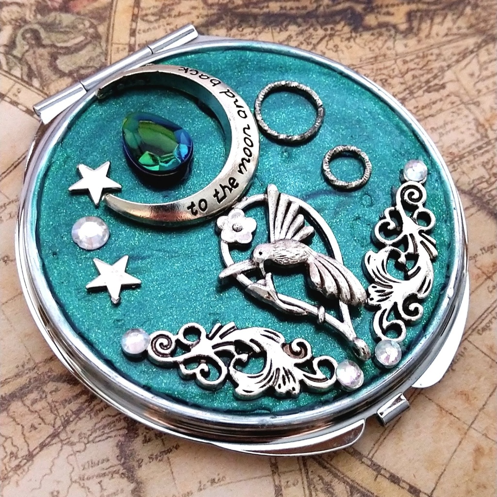 静かな森の物語　コンパクトミラー　グリーン　魔法の鏡　レジン　　風属性　539