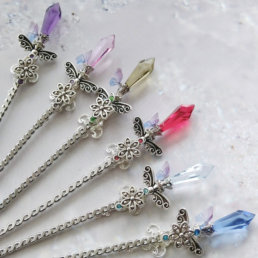 魔法の杖 かんざし ドール小物 パープル 初級魔法 メイジ専用 闇属性 中度 シルバー 574 くらつや Booth