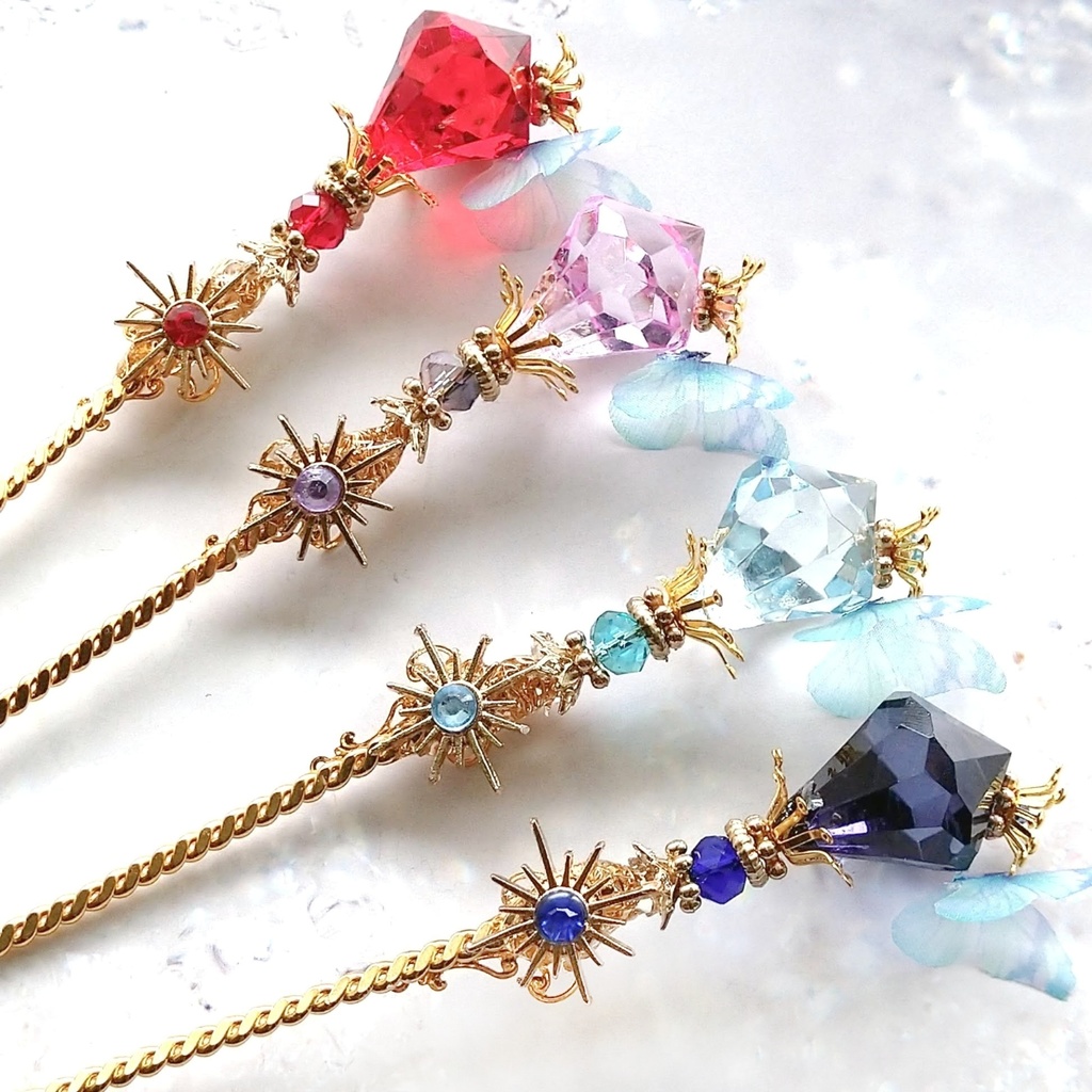 【廃盤】魔法の杖 かんざし ドール小物 ライトパープル×ゴールド 中級魔法 ウィザード専用 闇属性 603