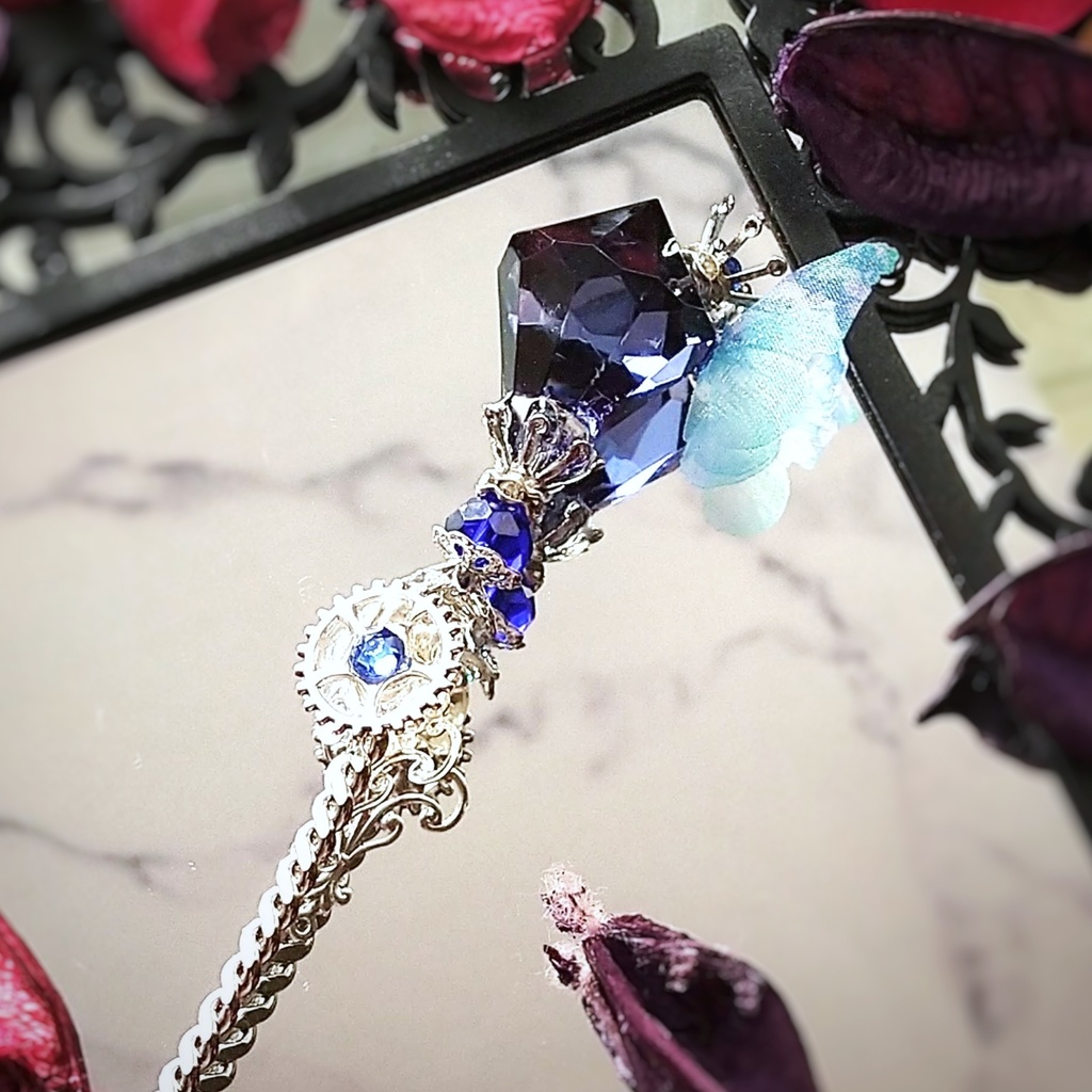 【廃盤】魔法の杖　かんざし　ドール小物　インディゴブルー×シルバー　中級魔法　ウィザード専用 　水属性　　604