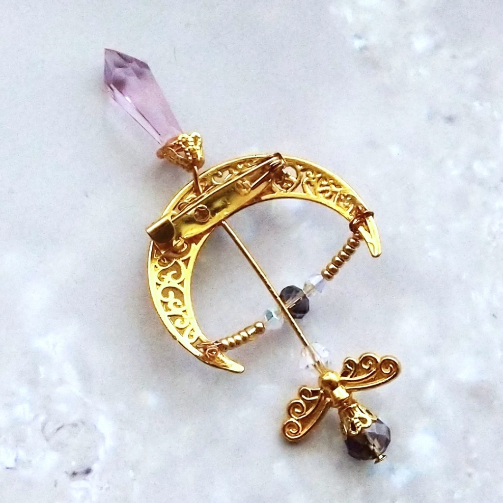 ダークアロー(軽度) ブローチ ライトパープル×ゴールド 中級魔法 ウィザード専用 闇属性(軽度) 弓矢 個性 617