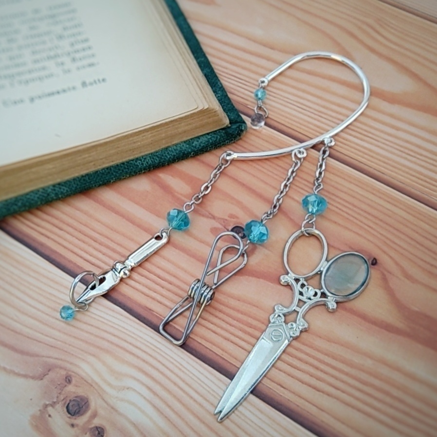 文房具イヤーフック スカイブルー ペン クリップ ハサミ 個性 ユニーク 658