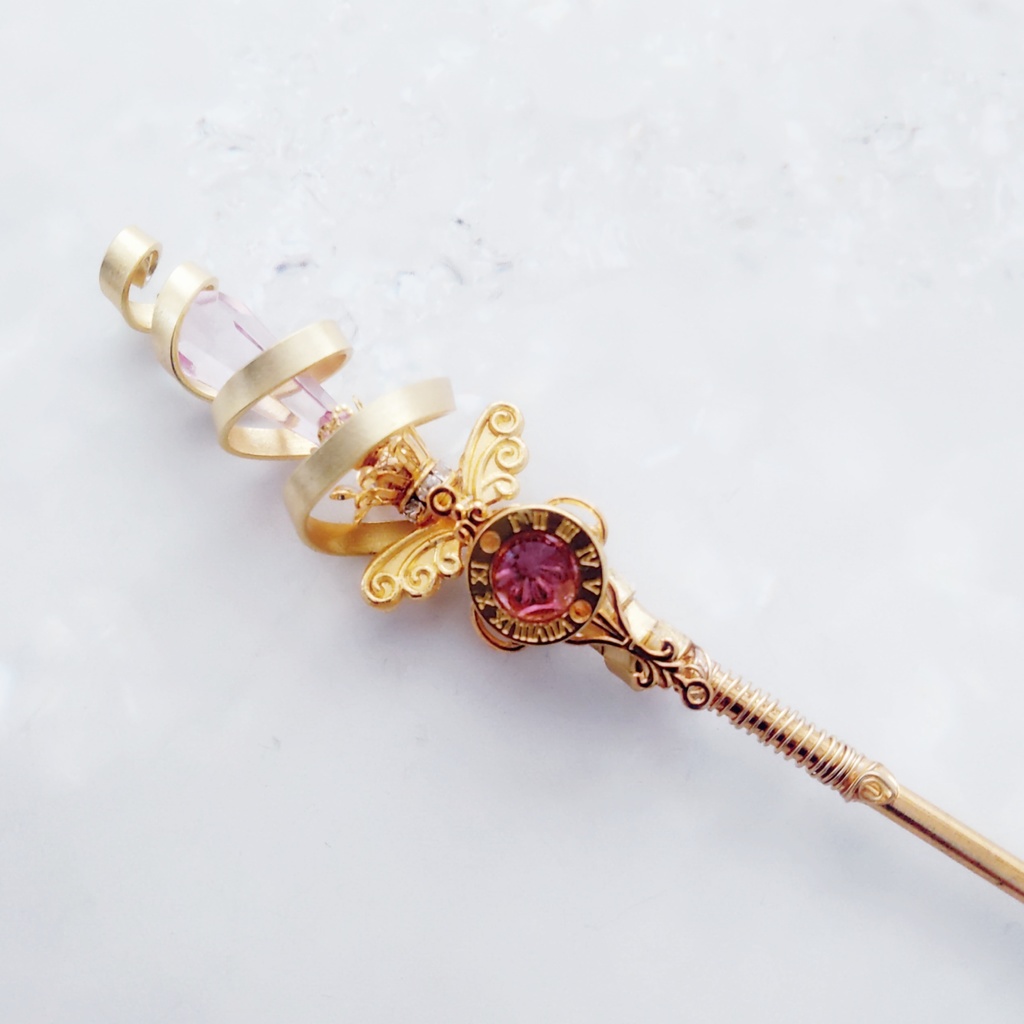 螺旋を描く願いの杖 初級魔法 かんざし ドール小物 オブジェ メイジ専用 ゴールド 715〜719