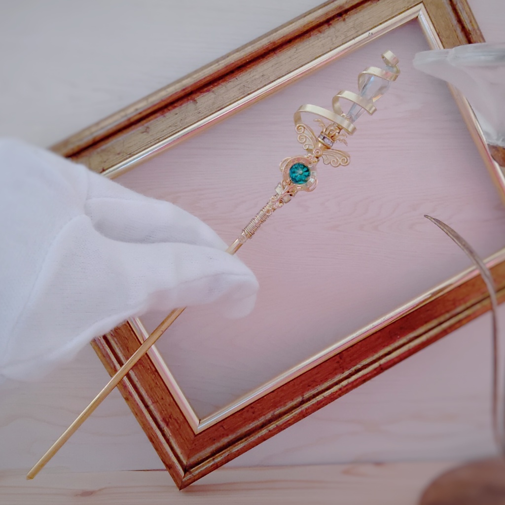 螺旋を描く願いの杖 初級魔法 かんざし ドール小物 オブジェ メイジ専用 ゴールド 715〜719