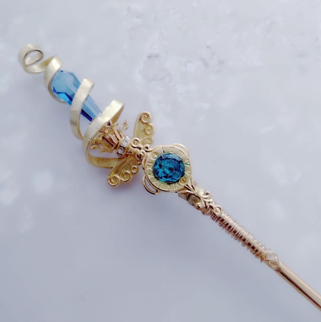 螺旋を描く願いの杖 初級魔法 かんざし ドール小物 オブジェ メイジ専用 ゴールド 715〜719