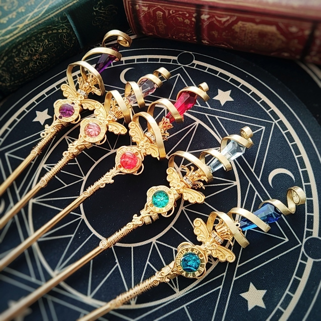 螺旋を描く願いの杖 初級魔法 かんざし ドール小物 オブジェ メイジ専用 ゴールド 715〜719