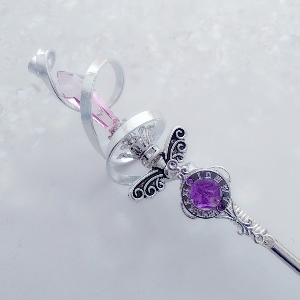 螺旋を描く願いの杖 初級魔法 かんざし ロングver ドール小物 オブジェ メイジ専用 シルバー 720〜724