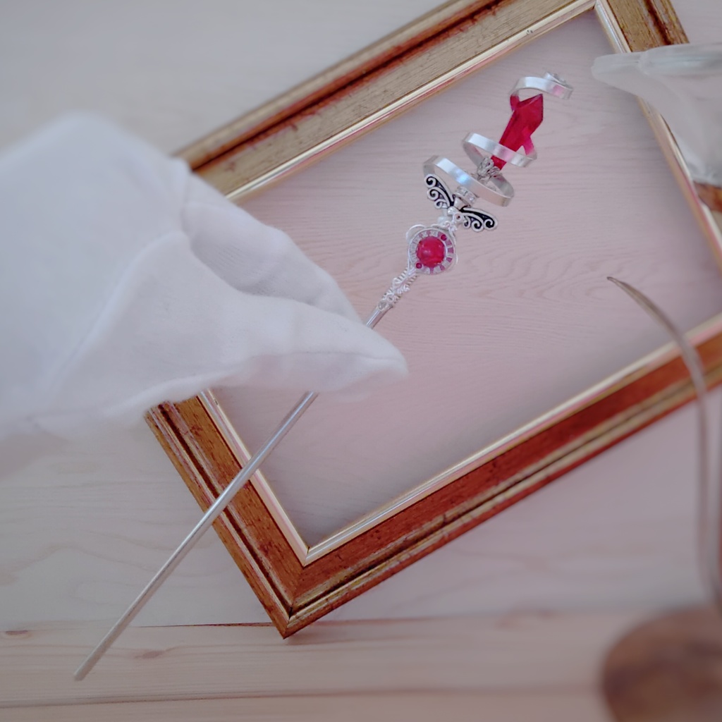 螺旋を描く願いの杖 初級魔法 かんざし ロングver ドール小物 オブジェ メイジ専用 シルバー 720〜724