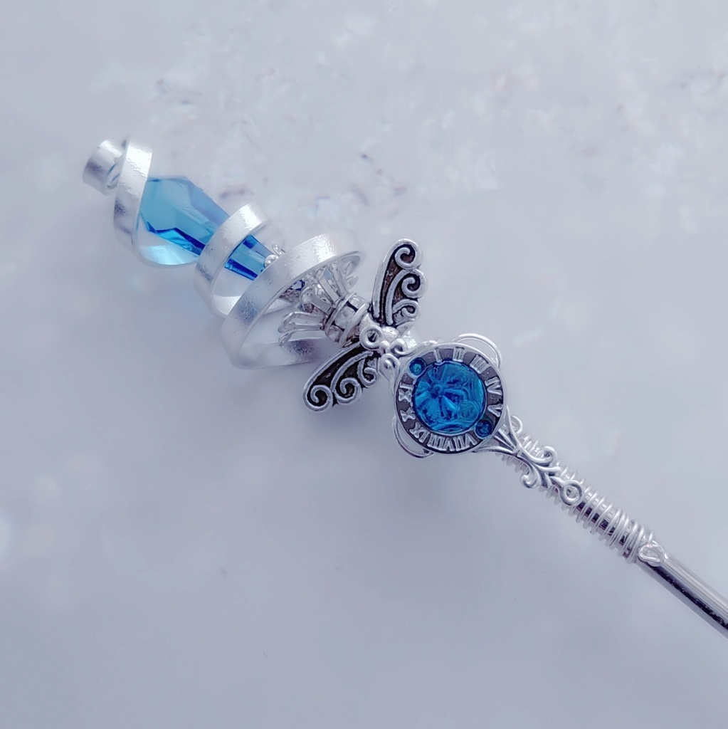 螺旋を描く願いの杖 初級魔法 かんざし ロングver ドール小物 オブジェ メイジ専用 シルバー 720〜724