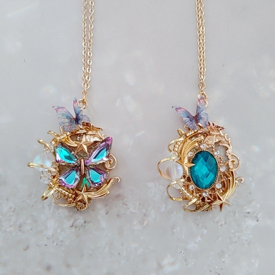 螺旋描くネックレス エメラルド 精霊魔法 ルナフラッシュ 733