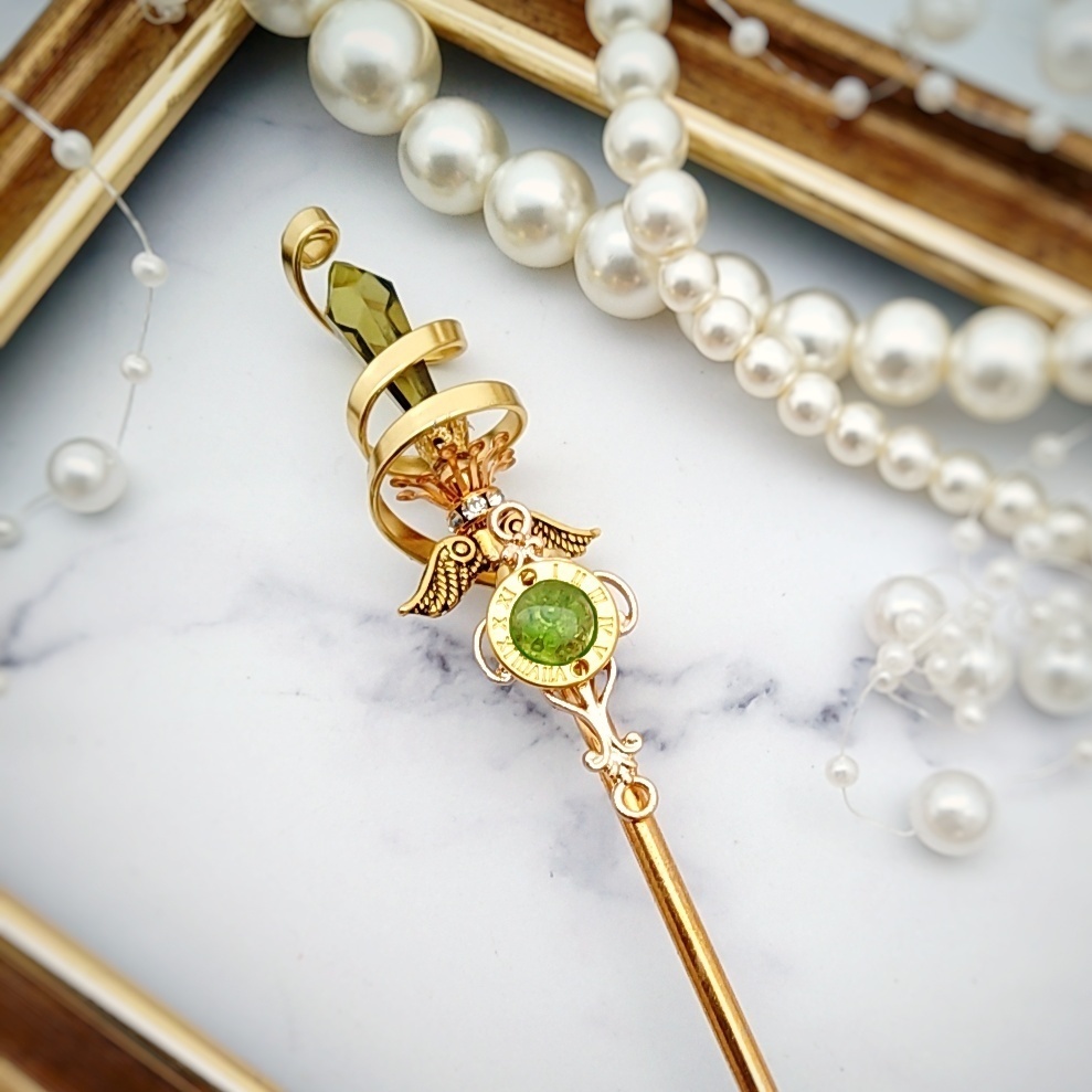 螺旋を描く願いの杖 初級魔法 かんざし ショートver ドール小物 オブジェ メイジ専用 ゴールド 736〜741