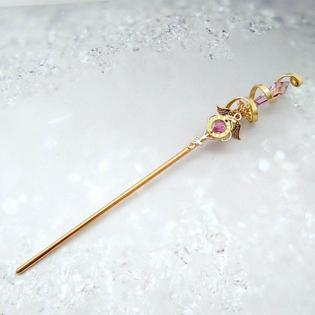 螺旋を描く願いの杖 初級魔法 かんざし ショートver ドール小物 オブジェ メイジ専用 ゴールド 736〜741