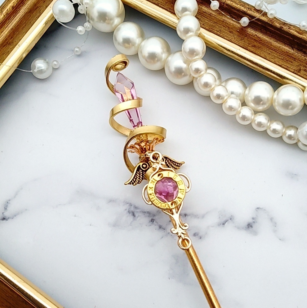 螺旋を描く願いの杖 初級魔法 かんざし ショートver ドール小物 オブジェ メイジ専用 ゴールド 736〜741