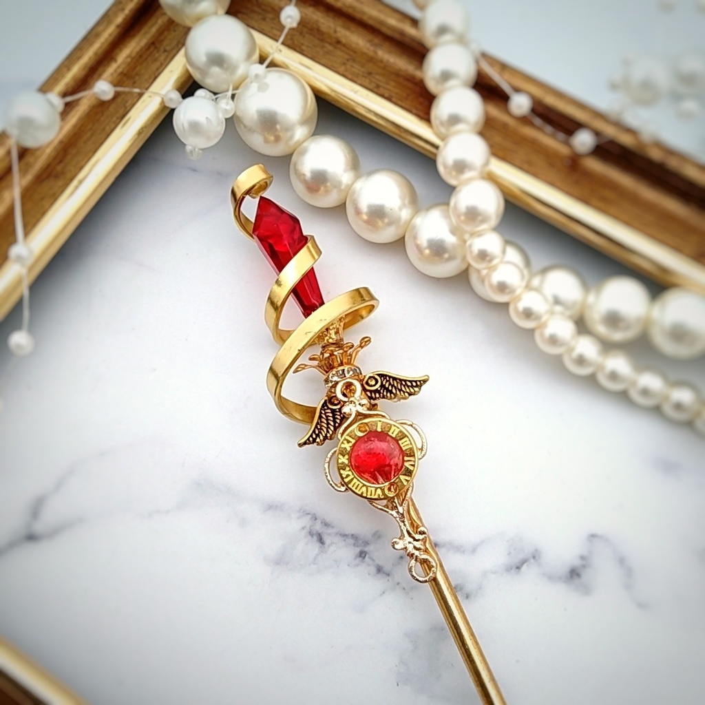 螺旋を描く願いの杖 初級魔法 かんざし ショートver ドール小物 オブジェ メイジ専用 ゴールド 736〜741