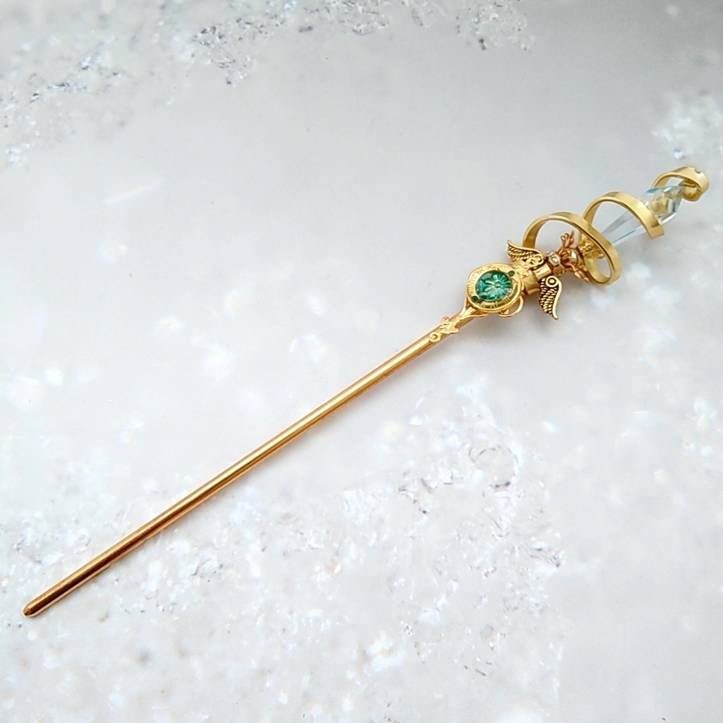 螺旋を描く願いの杖 初級魔法 かんざし ショートver ドール小物 オブジェ メイジ専用 ゴールド 736〜741