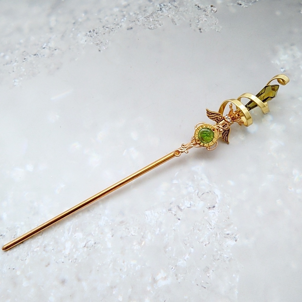 螺旋を描く願いの杖 初級魔法 かんざし ショートver ドール小物 オブジェ メイジ専用 ゴールド 736〜741