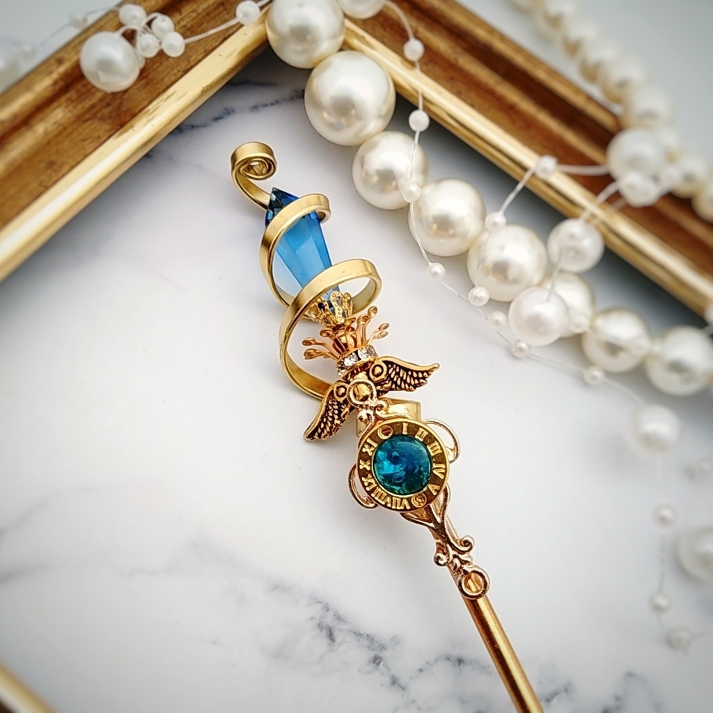 螺旋を描く願いの杖 初級魔法 かんざし ショートver ドール小物 オブジェ メイジ専用 ゴールド 736〜741